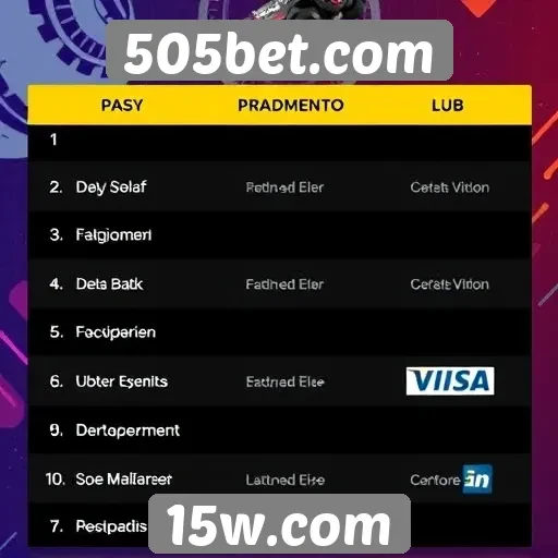 Métodos de pagamento aceitos em 505bet.com